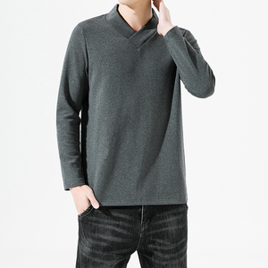 2166^ 原创新款打底复古T恤磨棉混纺毛高弹纯色打底衫男款2022，男装T恤，钱塘777(原3023)