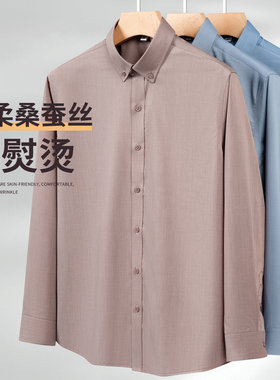 恺斯邦高端休闲桑蚕丝免烫衬衫