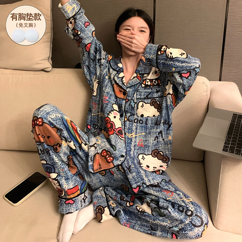 睡衣女款带胸垫德绒加厚2025新款