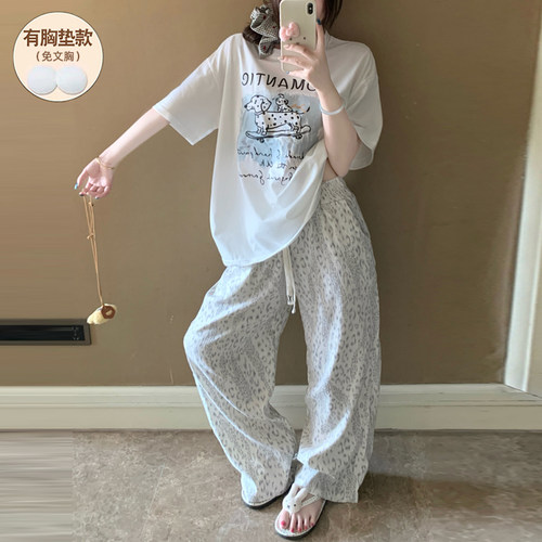 睡衣女款夏带胸垫纯棉2026年新款
