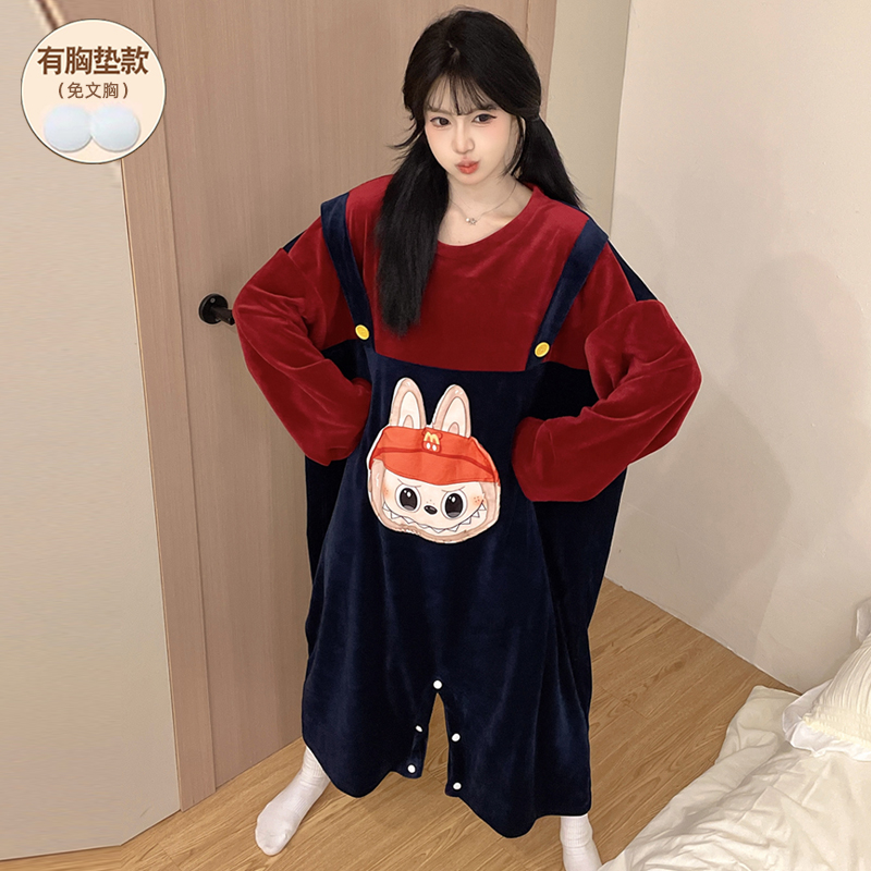 连体睡衣女冬季珊瑚绒海岛绒加厚