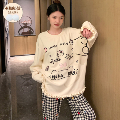 秋冬季睡衣女款长袖德绒加厚卡通