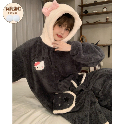 冬季睡衣女款睡袍加厚浴袍珊瑚绒