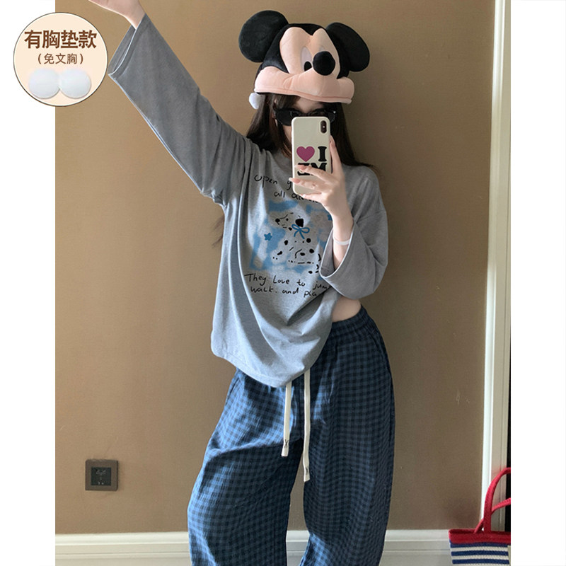 睡衣女带胸垫2026秋季新品可外穿图片