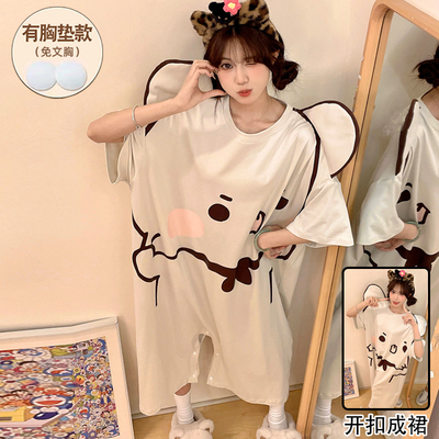 连体睡衣女夏季睡裙2025新款纯棉