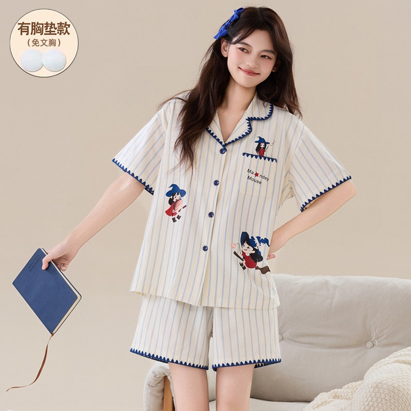 7A抗菌纯棉短袖睡衣女款夏带胸垫2026新款卡通家居服加大码200斤,女士内衣/男士内衣/家居服,睡衣/家居服套装,淘宝优惠券,粉丝福利购,淘宝优惠卷