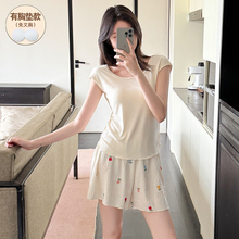 莫代尔带胸垫睡衣女款夏背心短裤2025年新款可外穿网红款女生套装
