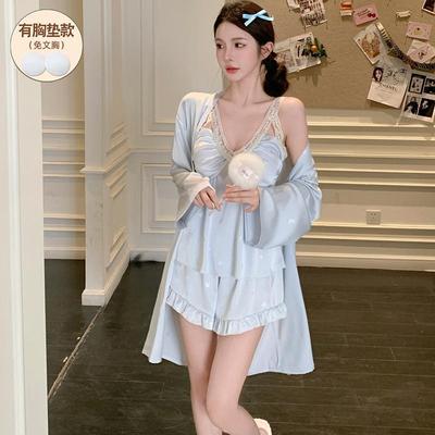 高级感睡衣女款夏带胸垫冰丝绸