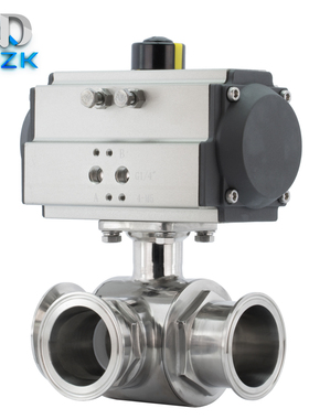 MDZK-AT304不锈钢卫生级快装卡箍式气动三通球阀快开三通气动快装