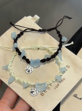 碎石猫咪手链女ins风原创小众