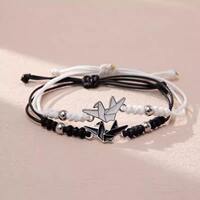 A pair of paper crane couple bracelets, a high-end woven bracelet, a niche best friend bracelet, a gift for boys and girlfriends thumbnail 4