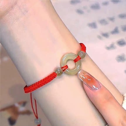 本命年平安扣小红绳情侣手链闺蜜手串编织手绳仿玉简约男生送女友