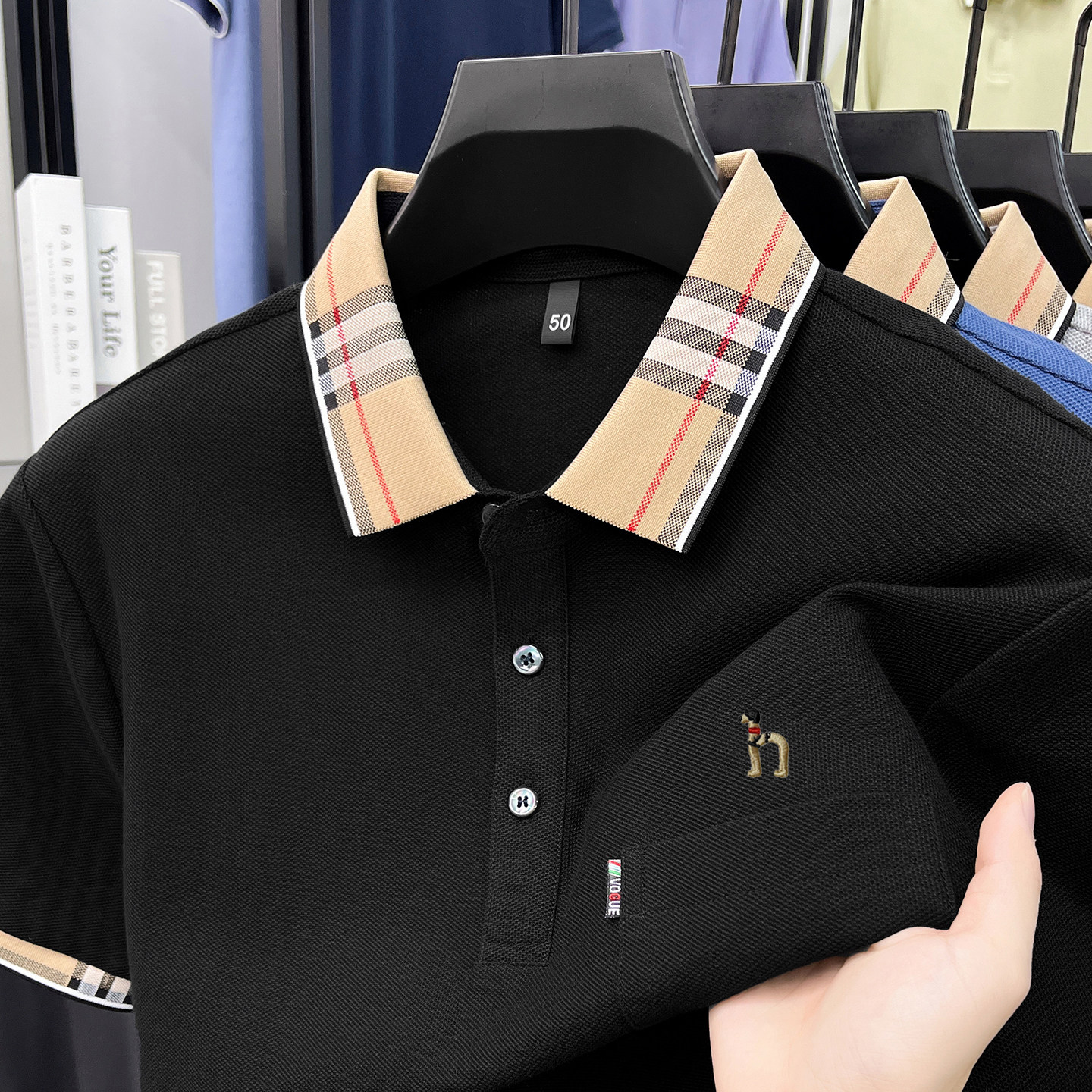 【奥特莱斯撤柜】纯棉翻领POLO衫男装 短袖t恤商务休闲宽松体恤衫