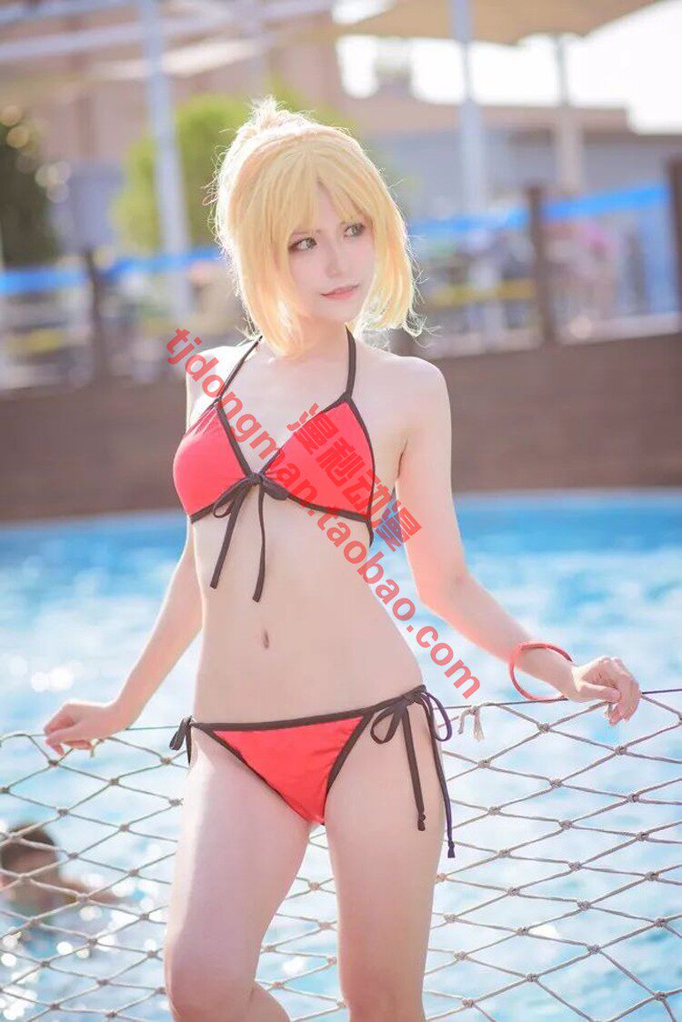 fate圣杯战争 莫德雷德泳装初始满破cosplay定做动漫服装假发定制