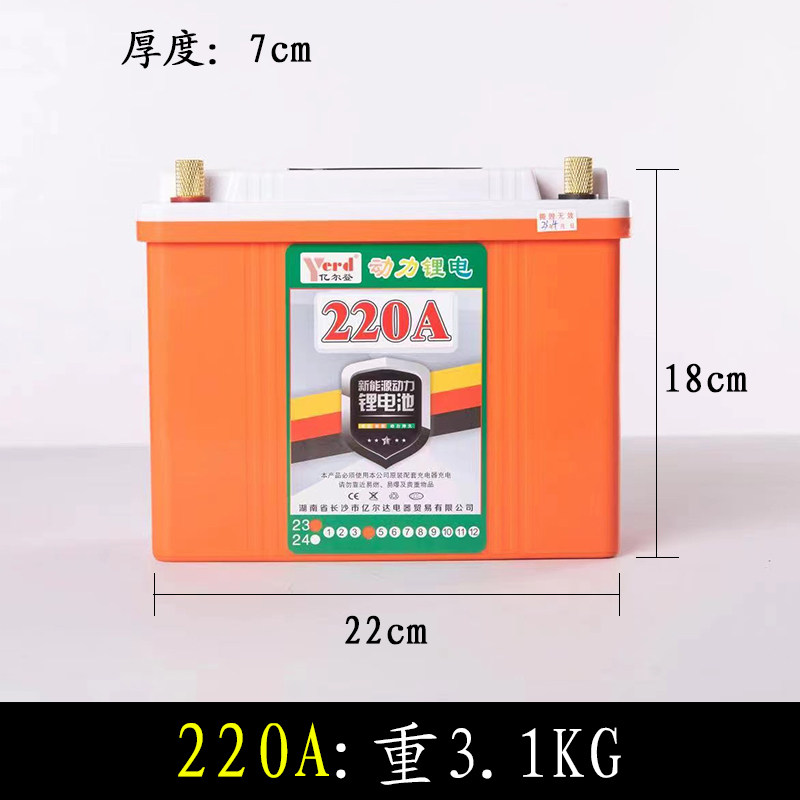 亿尔登12v大容量防水锂电池超轻聚合物户外逆变器专用220安锂电瓶