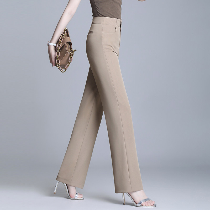黑色阔腿裤女春秋2021年厚款高腰垂感休闲大码职业裤直筒裤西装裤