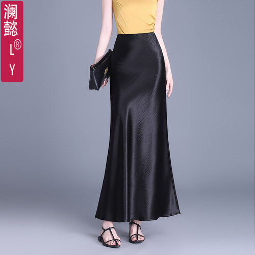 春夏丝滑仿醋酸缎面鱼尾裙半身裙