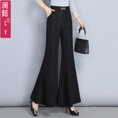 跳舞甩裤 裙裤 秋冬 八片肥腿裤 鱼尾裤 新款 高腰垂感抗皱牛奶丝喇叭裤