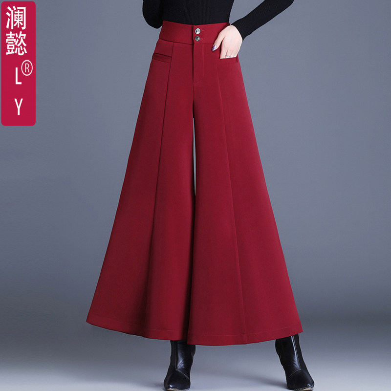 垂顺坠感南韩丝高腰裙裤时尚八片阔腿裤秋冬厚款舞蹈裤大摆肥腿裤