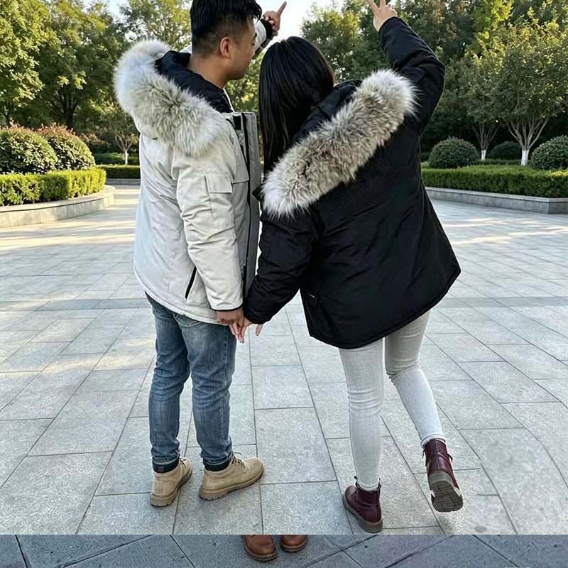 定做进口08远征羽绒服原装青灰色