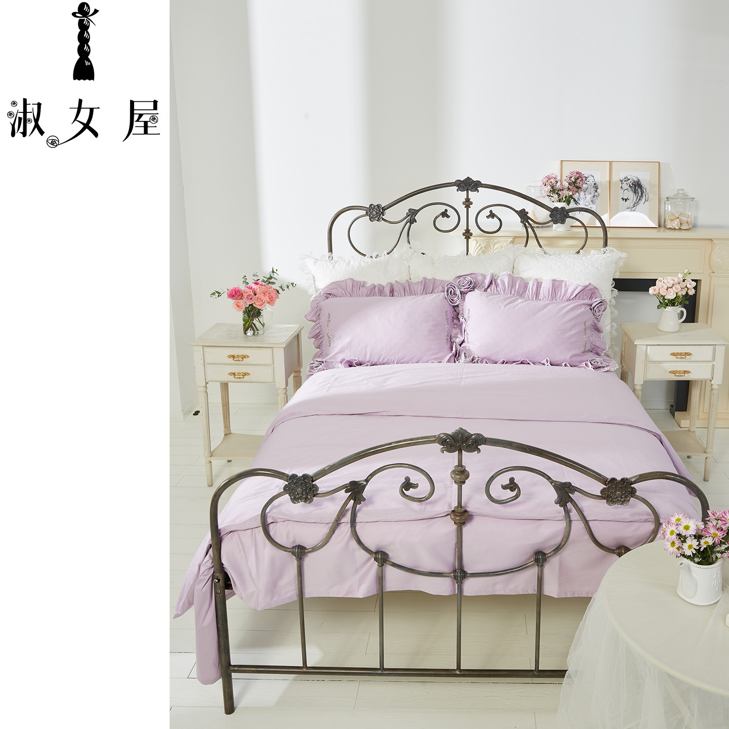 淑女屋轻奢全棉贡缎复古四件套