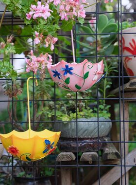 花园铁艺伞挂墙彩绘雨伞花盆