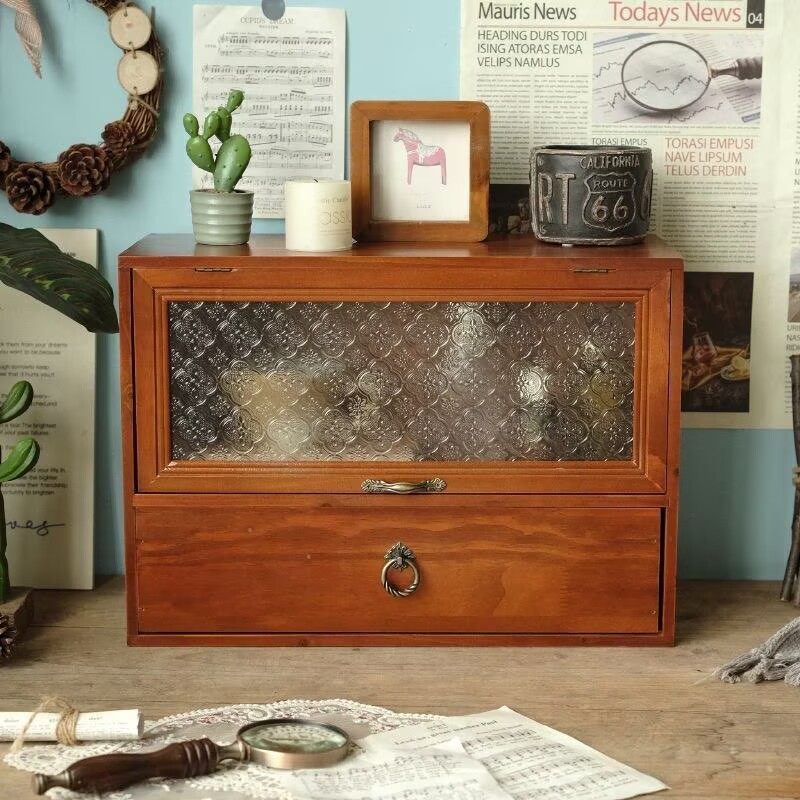 复古实木翻盖首饰盒多层收纳盒防尘大容量手工精致收纳盒,收纳整理,桌面收纳盒,淘宝优惠券,粉丝福利购,淘宝优惠卷