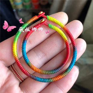 薇丝娜娜 24k金扣彩色泰蜡手绳  金刚结本命年饰品手工编织红手链