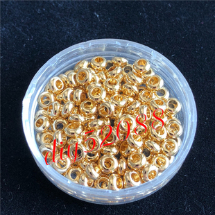 进口14k包金大孔隔片珠扁珠泰国蜡线手链扣子diy手工编绳饰品材料