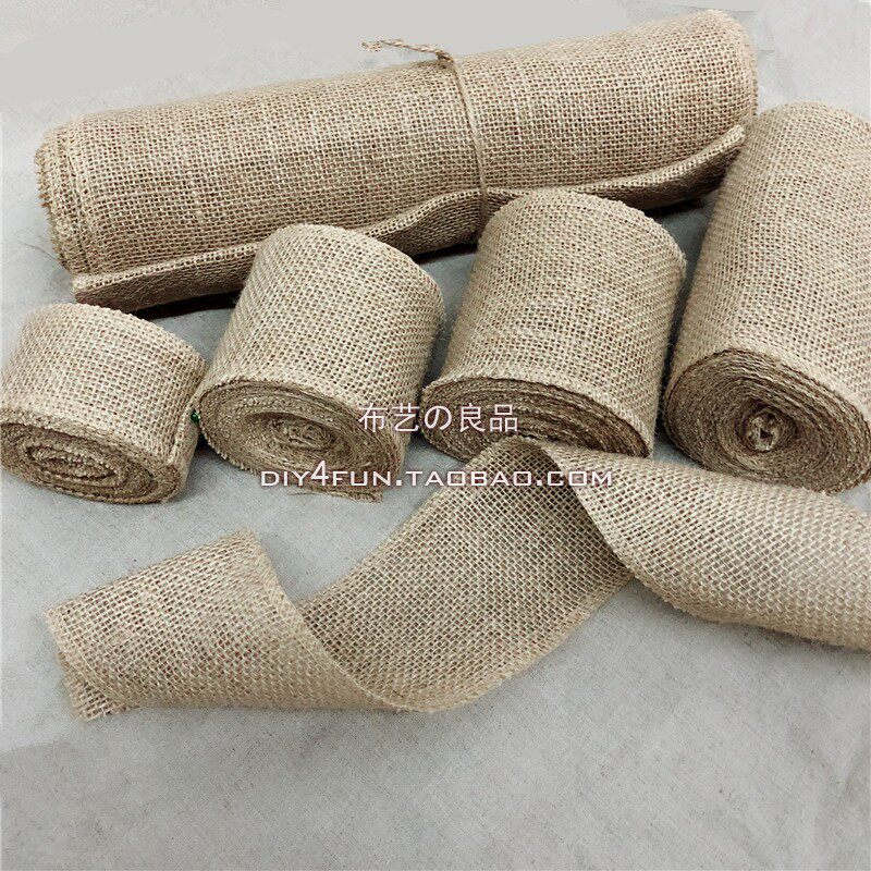5cm10cm30cm宽粗麻布卷拷边黄麻织带手工diy背景装饰婚庆桌旗 5米