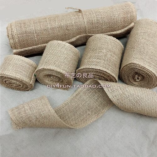 5cm10cm30cm宽粗麻布卷拷边黄麻织带手工DIY背景装饰婚庆桌旗 5米 - 封面