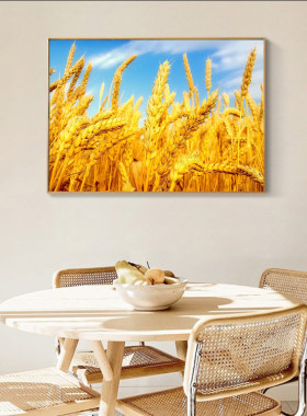 五谷丰登挂画金色麦田挂画餐厅背景墙厨房丰收风景图稻田五谷丰登