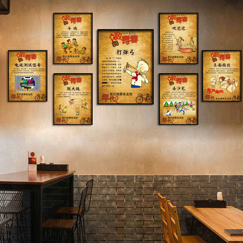 致青春7080年代装饰画童年游戏饭店农家乐咖啡店酒吧烧烤挂画壁画图片
