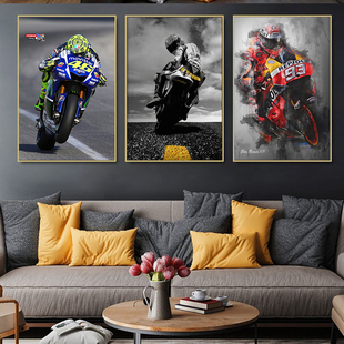 马奎斯挂画机车海报油画复古摩托车客厅壁画卧室酒吧墙面装饰画