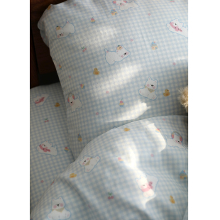 蓝格小狗纯棉双层纱卡通系宿舍床单被套床笠枕套单件床品1.2m卧室