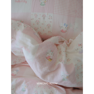 碎花格子kitty纯棉双层纱被套三四件套床品童趣宿舍柔软床单床笠