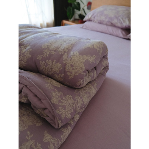 烟棠紫·纯棉针织棉可机洗春秋被柔软保暖宿舍被芯床单床笠枕套新