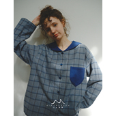 海盐蓝格·海军领纯棉秋冬磨毛格子家居服套装 睡衣可外穿2026新品