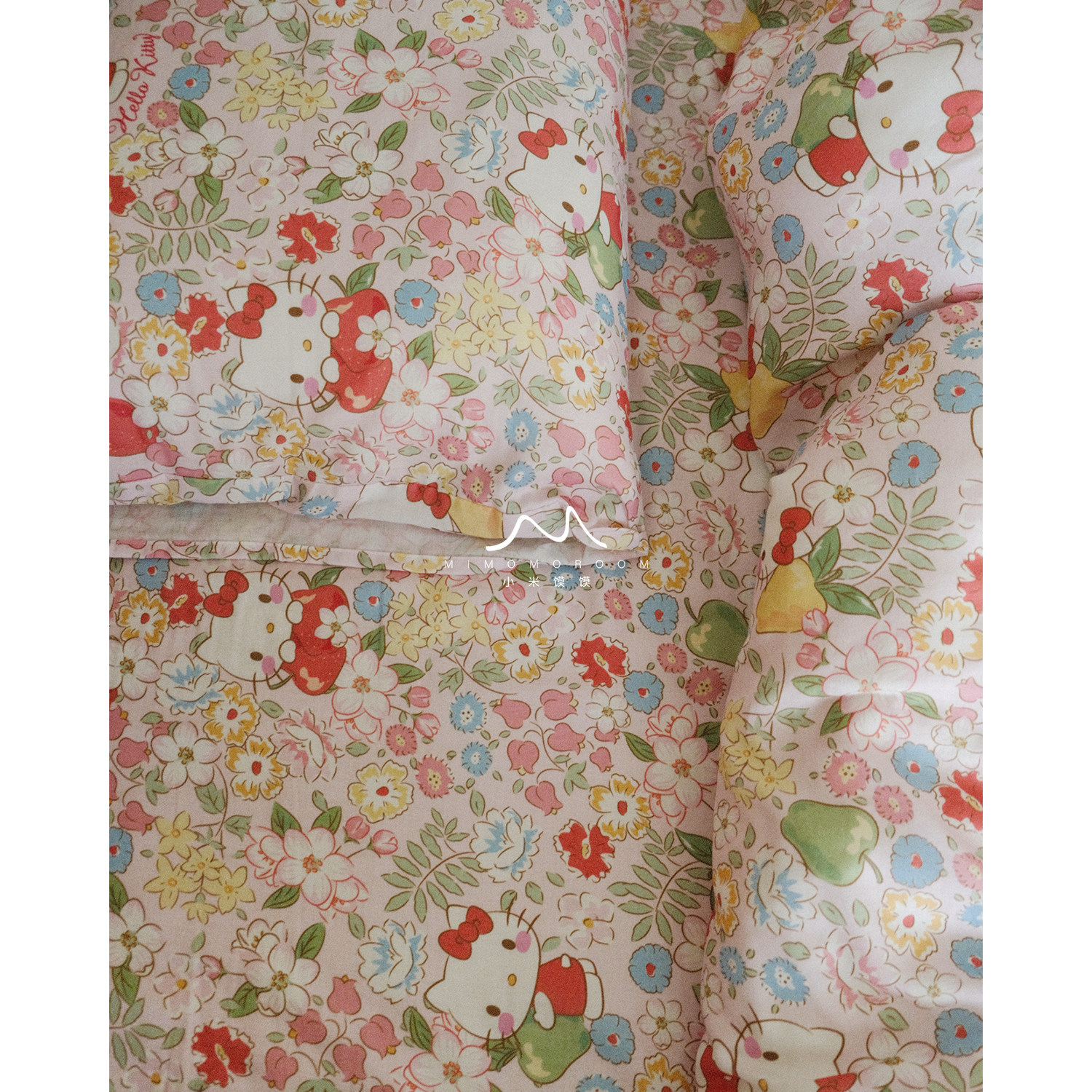 春日苹果hellokitty凯蒂猫纯棉纱布卡通卧室床单被套床笠枕套单件