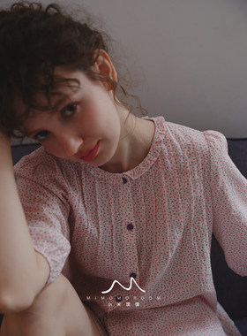 桃雾粉碎花丨复古显白清新睡衣女短袖短裤棉布家居服套装夏季新款