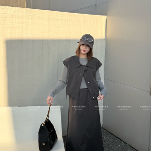 T恤 舒适时尚 百搭马甲 独品 简约半身裙套装 升级长袖 工装 63205 款