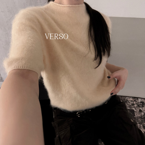 VERSO-秋上新慵懒风圆领修身纯色针织衫S001
