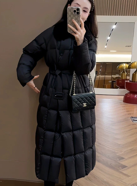 sun11 shop羽绒-计感翻领双排扣长款保暖羽绒服外套(配腰带)25265