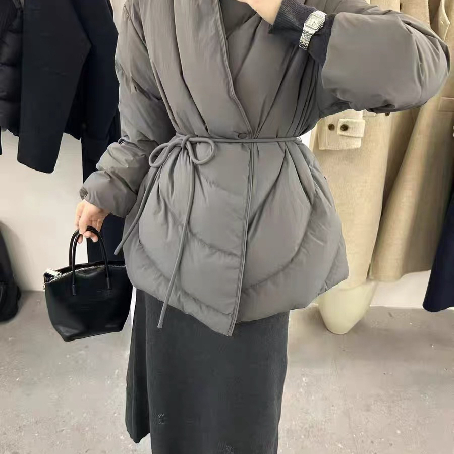 Double romance-腰大牌宽松浴袍款保暖羽绒服外套(配腰绳)251681