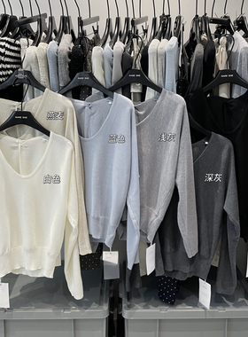 RARE SHE-26年早春气质U领后背纽结极简韩女超爱针织衫7017