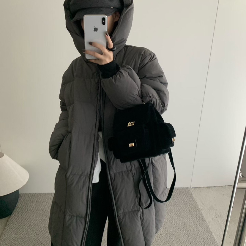 买手严选-泡菜馆-上新纯色百搭连帽拉链宽松保暖羽绒服外套27015