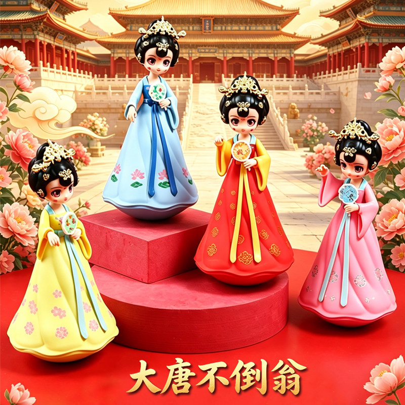 西安旅游文创纪念品特产大唐不夜城不倒翁小姐姐摆件国潮玩具娃娃