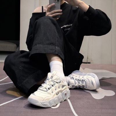 FILA斐乐 Croissant可颂 舒适休闲鞋防滑耐磨低帮跑步鞋女款白灰