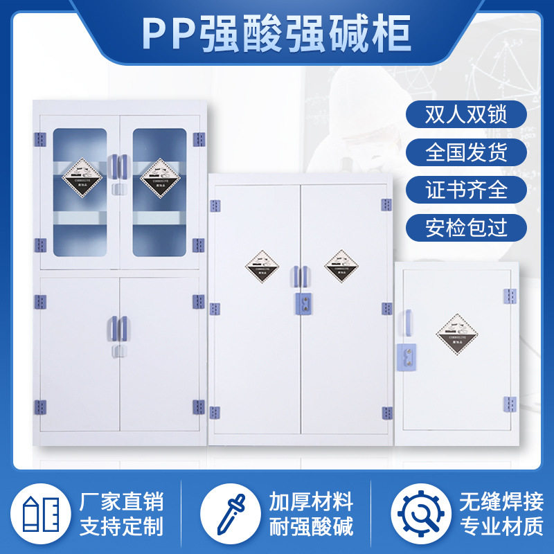 PP耐强酸碱器皿柜实验室药品化学试剂危化品储存柜硫酸防腐柜双锁