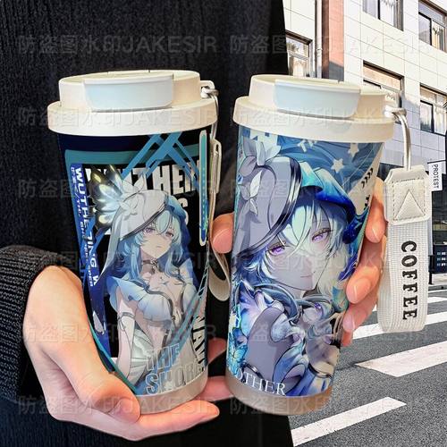 鸣潮守岸人周边保温杯不锈钢学生高颜值吸管双饮大容量咖啡水杯